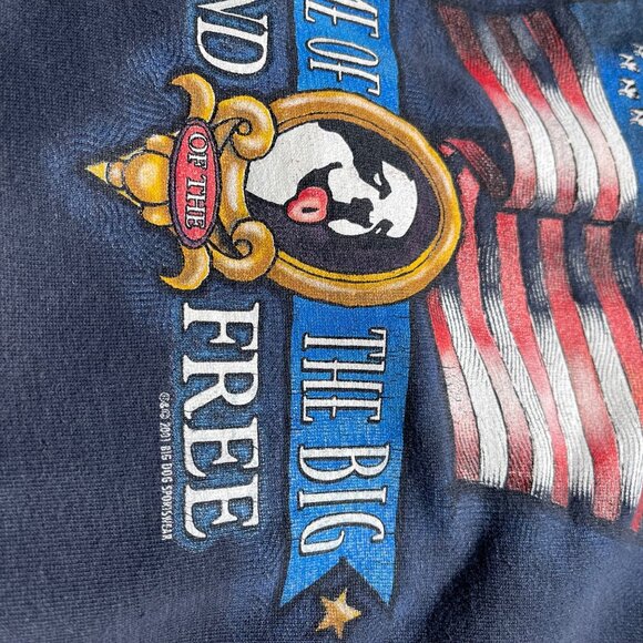 Vintage Y2K 2001 Big Dogs America Crewneck Sweatshirt USA Sz Medium Navy Blue - Picture 4 of 7